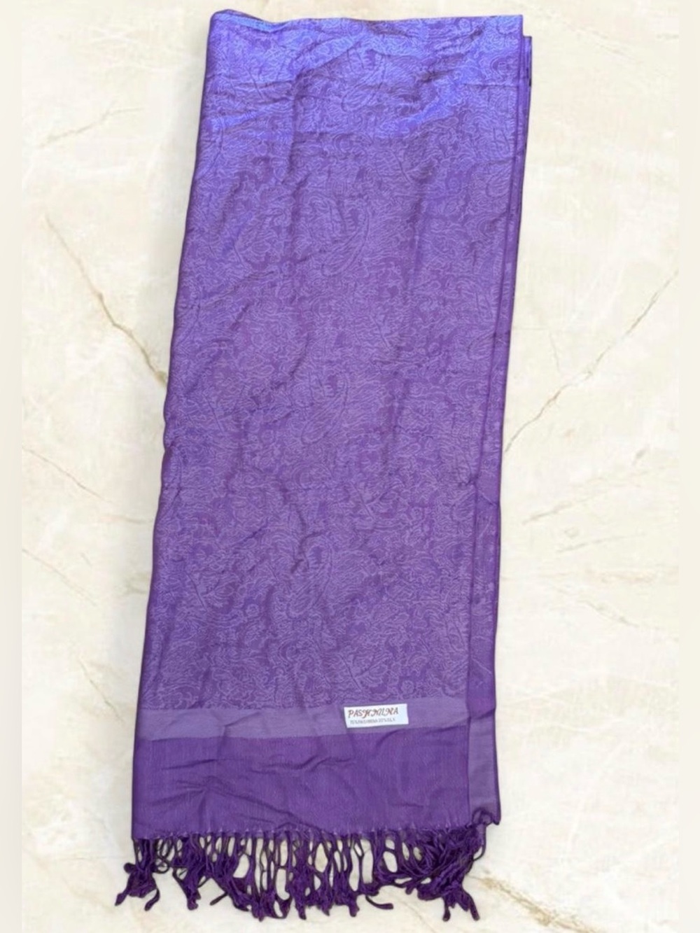 Paisley Purple Lavender  Pashmina Silk Shawl Scarf w Fringe